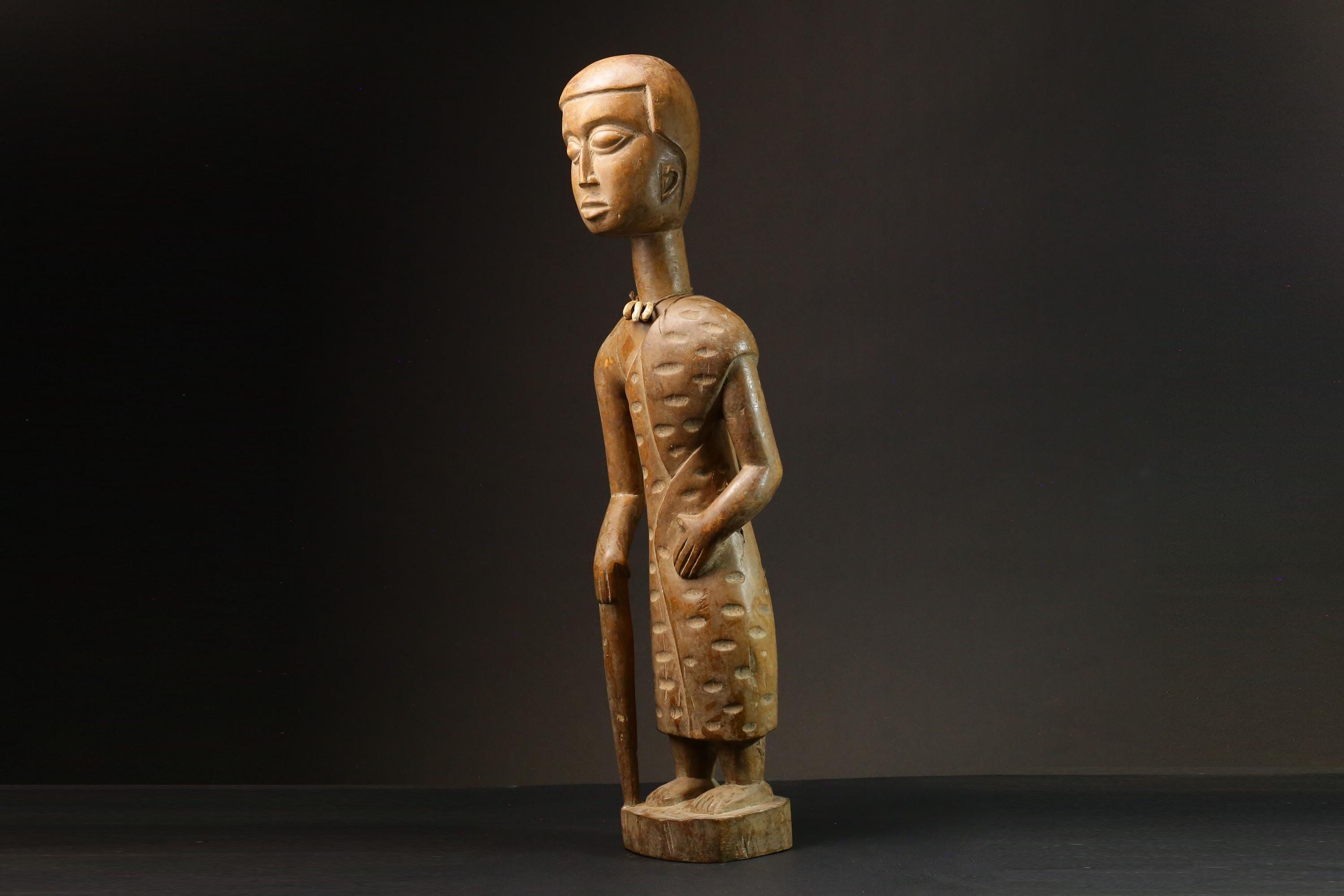 African Fante Maternity Figure Ghana Seated Female Fertility Art Figure -9117