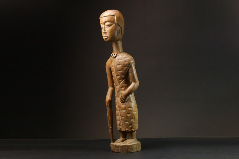 African Fante Maternity Figure Ghana Seated Female Fertility Art Figure -9117