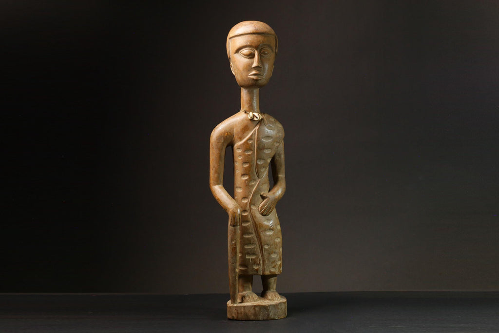 African Fante Maternity Figure Ghana Seated Female Fertility Art Figure -9117