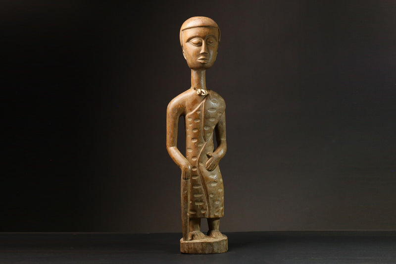 African Fante Maternity Figure Ghana Seated Female Fertility Art Figure -9117