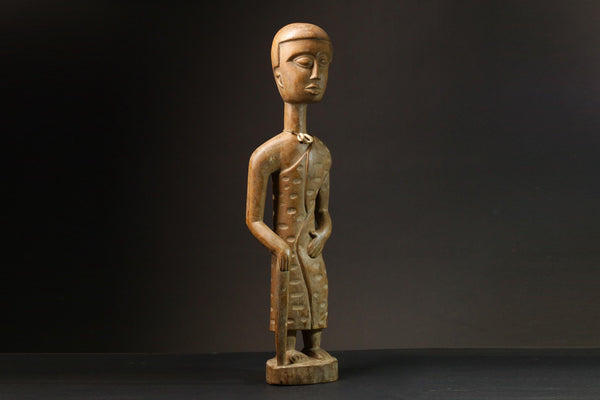 African Fante Maternity Figure Ghana Seated Female Fertility Art Figure -9117