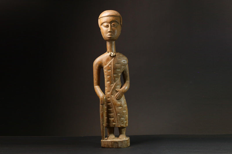 African Fante Maternity Figure Ghana Seated Female Fertility Art Figure -9117