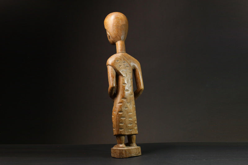 African Fante Maternity Figure Ghana Seated Female Fertility Art Figure -9117