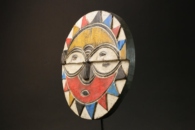 African Tribal Wood Masks Handmade Teke Eket Moon Mask Antiques Masks for wall-9107