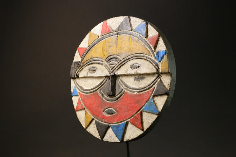 African Tribal Wood Masks Handmade Teke Eket Moon Mask Antiques Masks for wall-9107