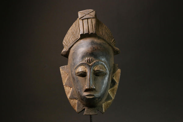 African Vintage Hand-Carved Baule Mask Wooden Tribal Africa Art Face Decor Masks for wall-4477