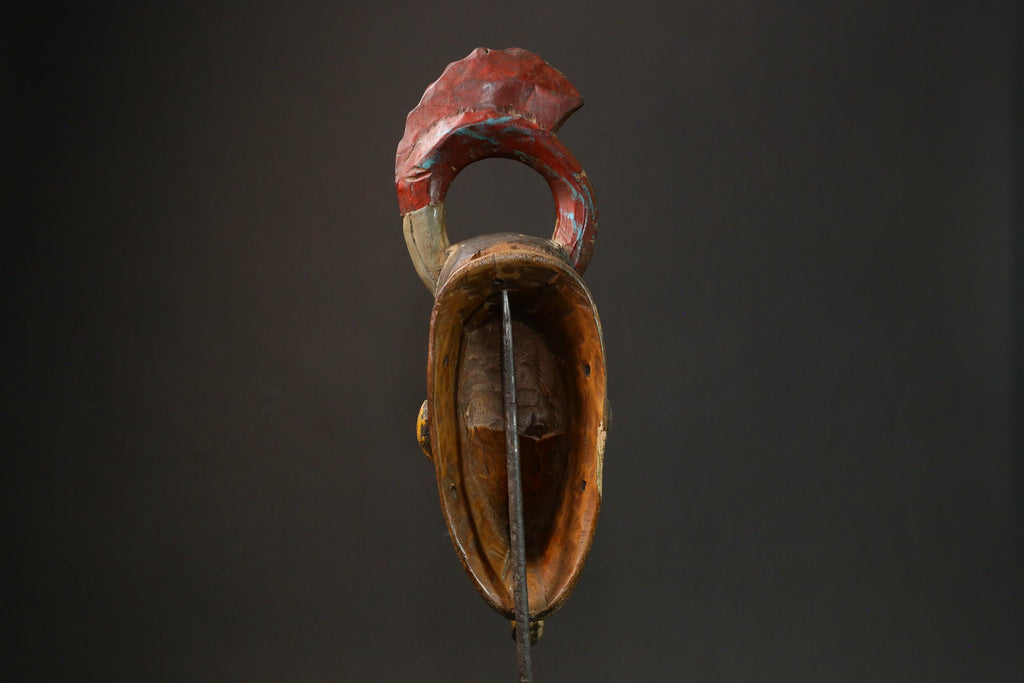African Yellow African Guru Mask Handcrafted Wooden Wall Hanging Collectible Art-G3081
