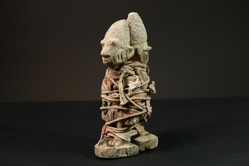 African Nkisi N'kondi Voodoo Figurine - Enchanted Wooden Decor for Home Unity-G3087