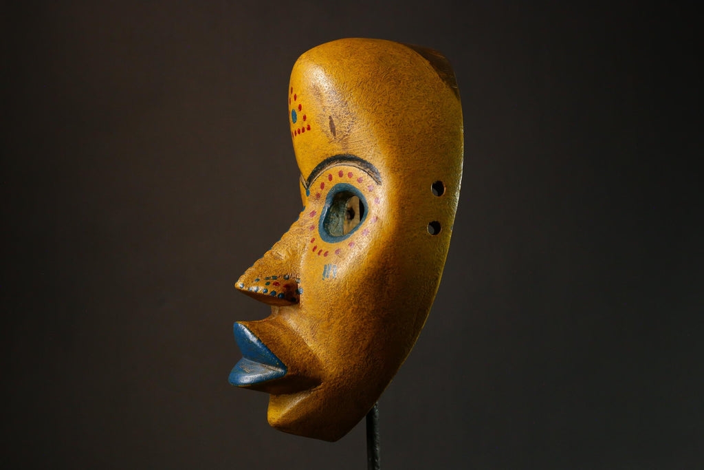 African Dan Mask -Handcrafted Wood Wall Art | Authentic Ritual Ceremony Decor Tribal Mask for Home Unique Ethnic Art Collectible- G3339