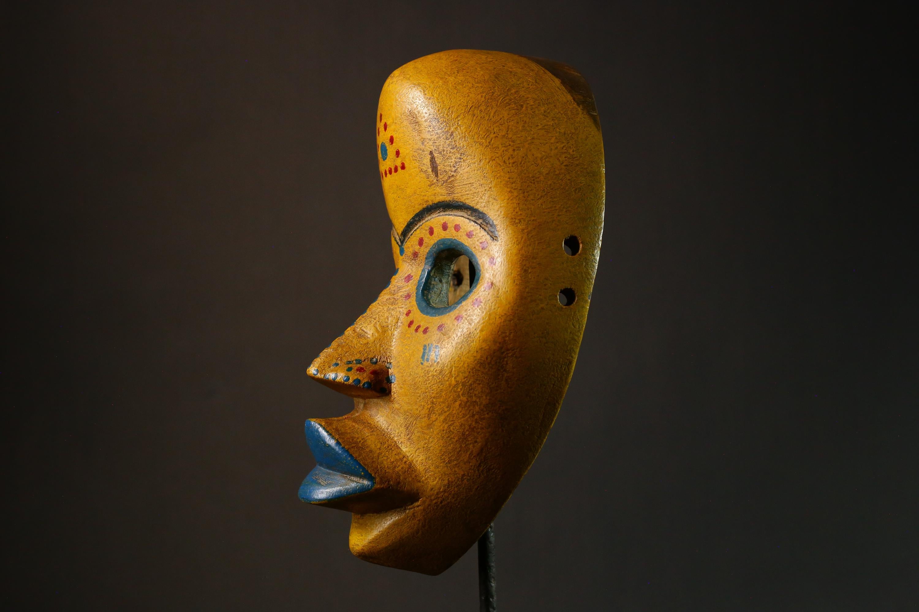 African Dan Mask -Handcrafted Wood Wall Art | Authentic Ritual Ceremony Decor Tribal Mask for Home Unique Ethnic Art Collectible- G3339