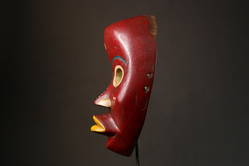 African Tribal Wood Mask Hand Carved Dan Kran Art Large African Wall Decor Unique Ethnic Home Mask Authentic Cultural Sculpture-G3335