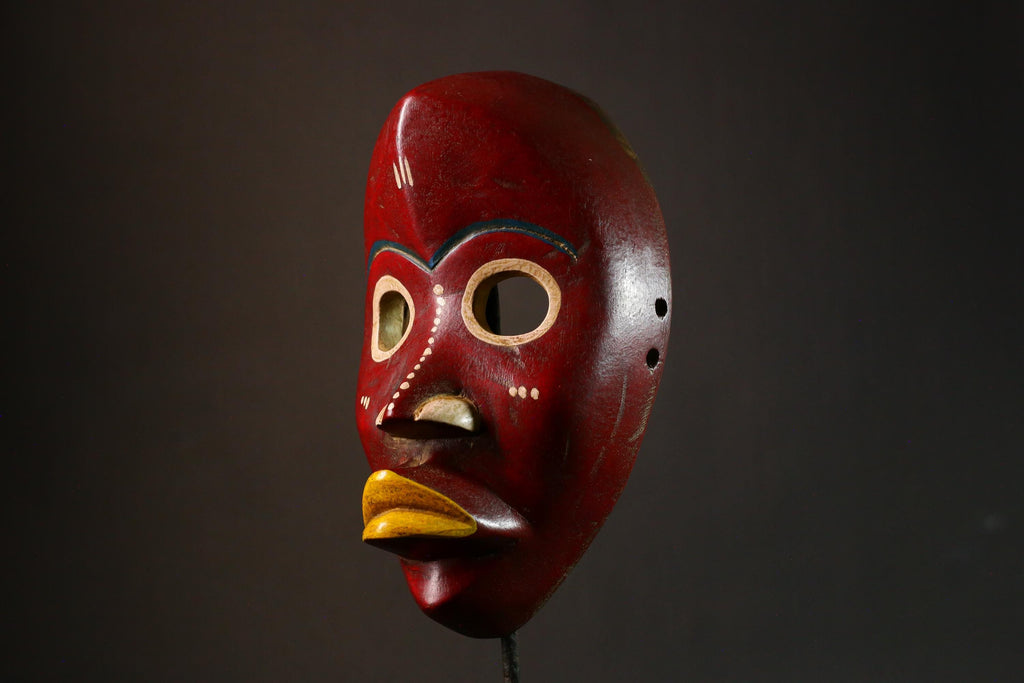 African Tribal Wood Mask Hand Carved Dan Kran Art Large African Wall Decor Unique Ethnic Home Mask Authentic Cultural Sculpture-G3335