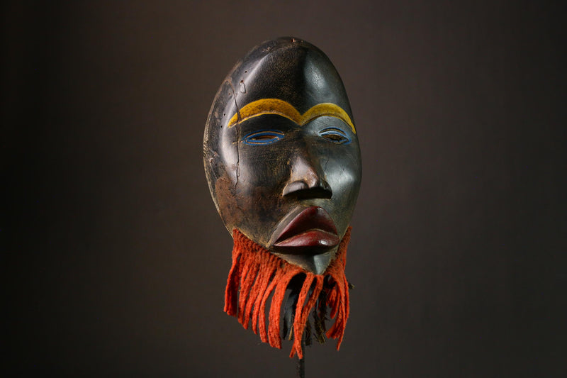 African Ritual Mask Authentic Dan Ceremony Art Handcrafted Wood Wall Decor Unique Tribal Mask for Home Ethnic Art Collectible-G3334