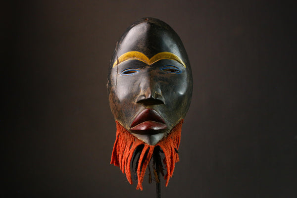 African Ritual Mask Authentic Dan Ceremony Art Handcrafted Wood Wall Decor Unique Tribal Mask for Home Ethnic Art Collectible-G3334