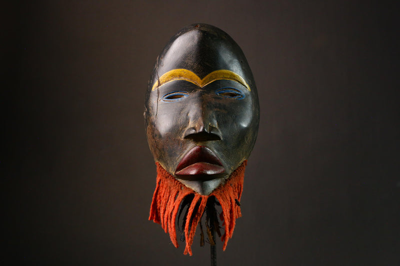 African Ritual Mask Authentic Dan Ceremony Art Handcrafted Wood Wall Decor Unique Tribal Mask for Home Ethnic Art Collectible-G3334