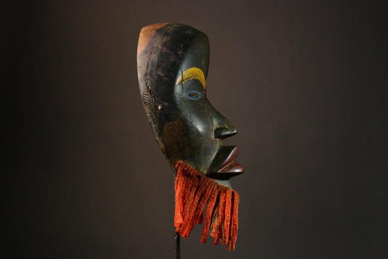 African Ritual Mask Authentic Dan Ceremony Art Handcrafted Wood Wall Decor Unique Tribal Mask for Home Ethnic Art Collectible-G3334