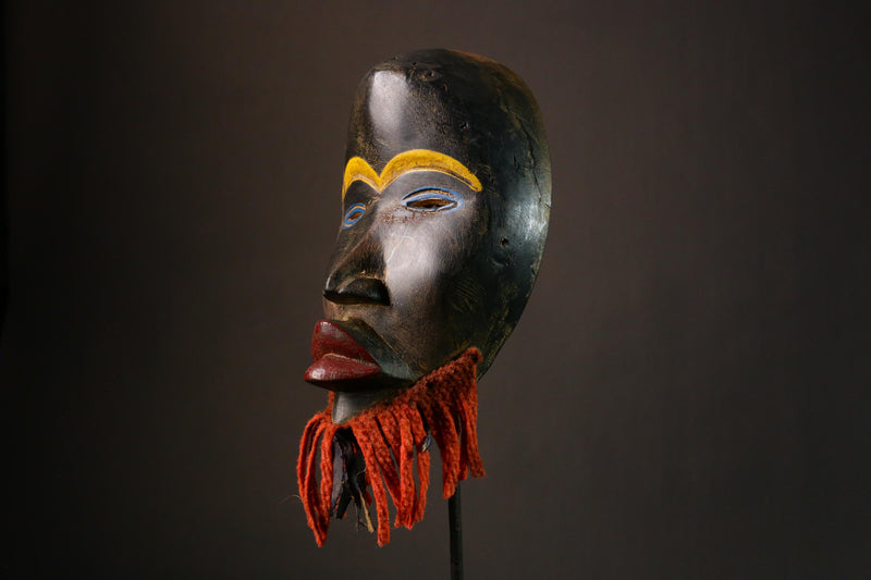 African Ritual Mask Authentic Dan Ceremony Art Handcrafted Wood Wall Decor Unique Tribal Mask for Home Ethnic Art Collectible-G3334