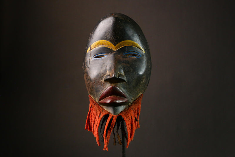 African Ritual Mask Authentic Dan Ceremony Art Handcrafted Wood Wall Decor Unique Tribal Mask for Home Ethnic Art Collectible-G3334