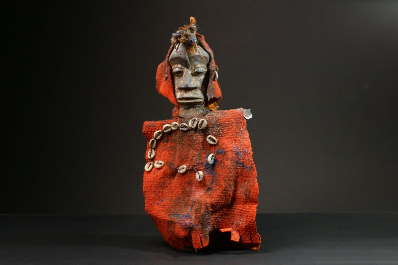 African Handcrafted African Nkisi N'kondi Figure-Wooden Voodoo Doll Statue-G3104