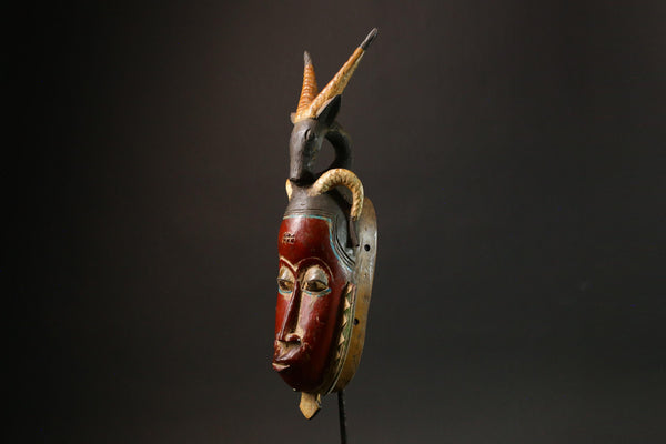 Antique Red Wood Guro Baule Mask-African Wall Art and Cultural Decor Masks for wall-G3098