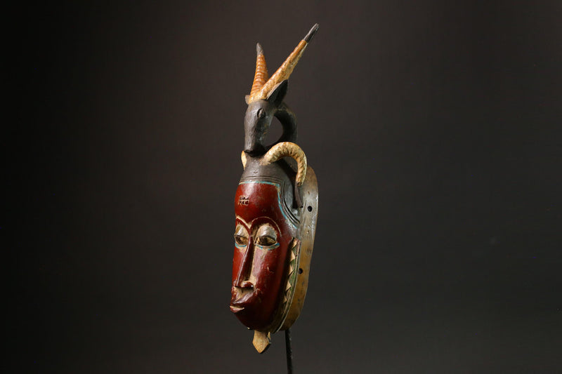 Antique Red Wood Guro Baule Mask-African Wall Art and Cultural Decor Masks for wall-G3098