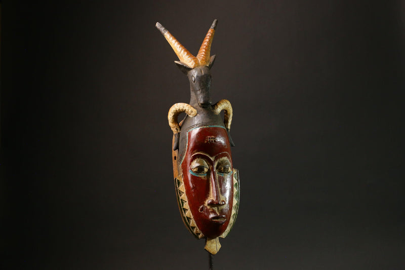 Antique Red Wood Guro Baule Mask-African Wall Art and Cultural Decor Masks for wall-G3098