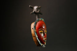 Antique African Red Wooden Mask - Baule Tribe Bird Wall Hanging Art Masks for wall-G3093