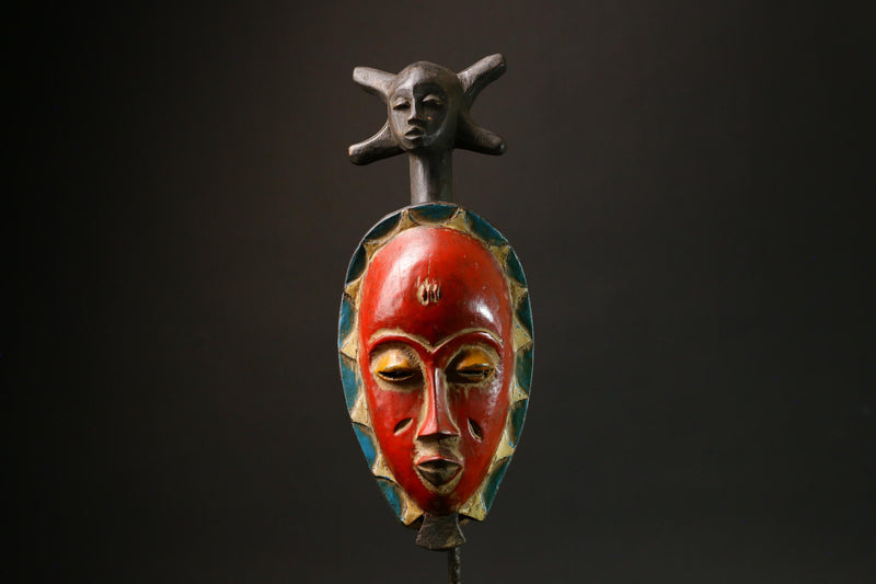 Antique African Red Wooden Mask - Baule Tribe Bird Wall Hanging Art Masks for wall-G3093