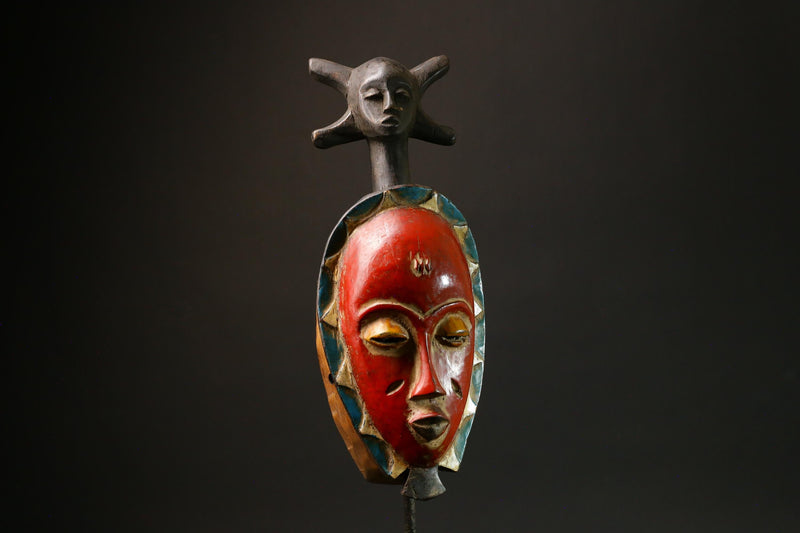 Antique African Red Wooden Mask - Baule Tribe Bird Wall Hanging Art Masks for wall-G3093