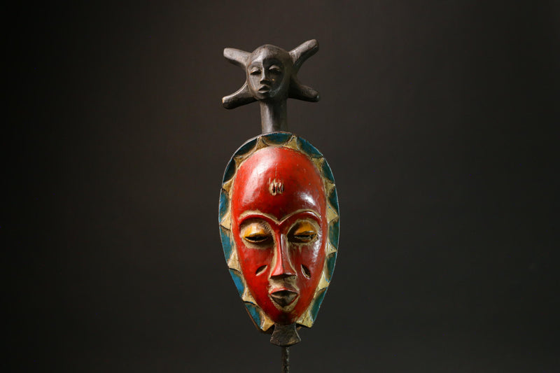 Antique African Red Wooden Mask - Baule Tribe Bird Wall Hanging Art Masks for wall-G3093