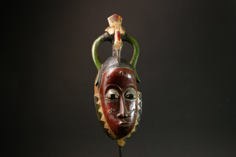 African Red Carved Wood Baule Mask - African Art Wall Hanging Home Decor Masks for wall-G3091