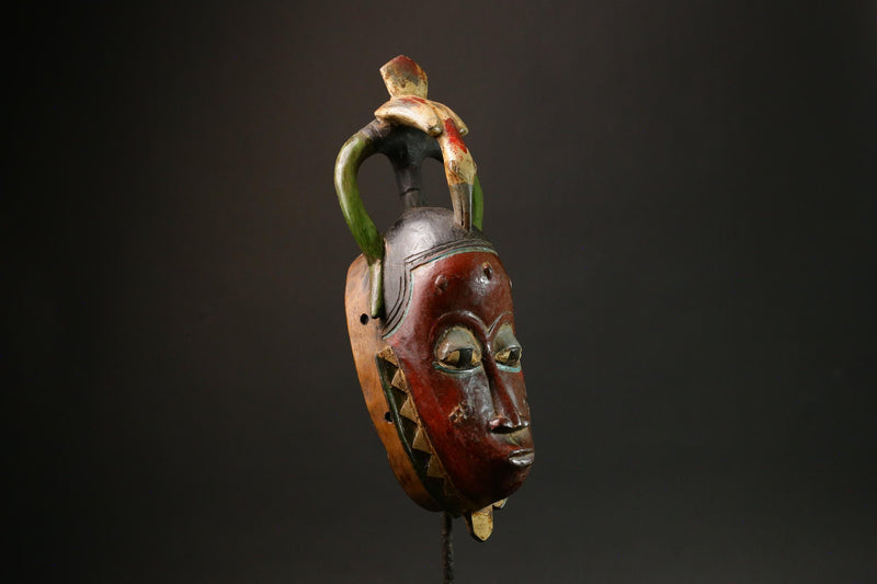 African Red Carved Wood Baule Mask - African Art Wall Hanging Home Decor Masks for wall-G3091