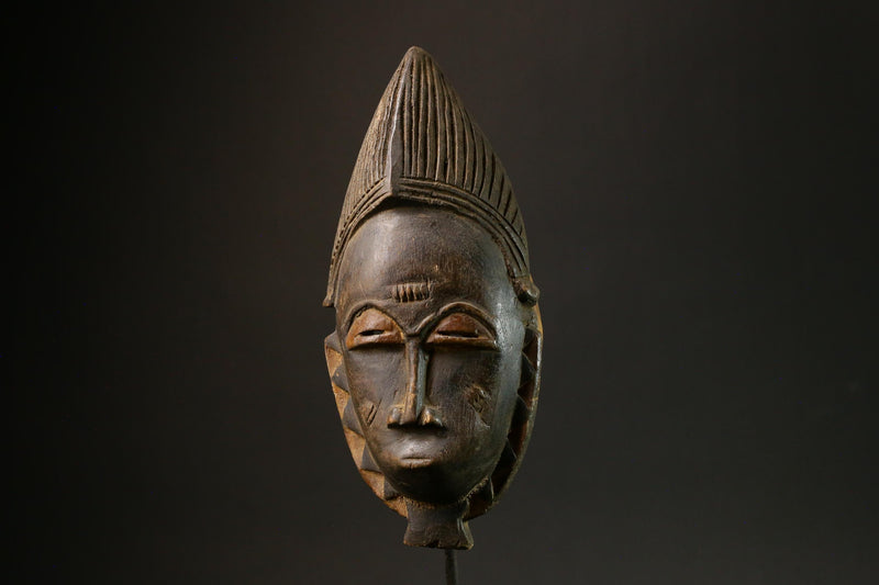 Antique African Baule Mask - Traditional Wood Wall Hanging Folk Art Decor Masks for wall-7885