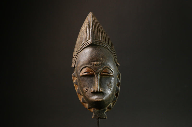 Antique African Baule Mask - Traditional Wood Wall Hanging Folk Art Decor Masks for wall-7885