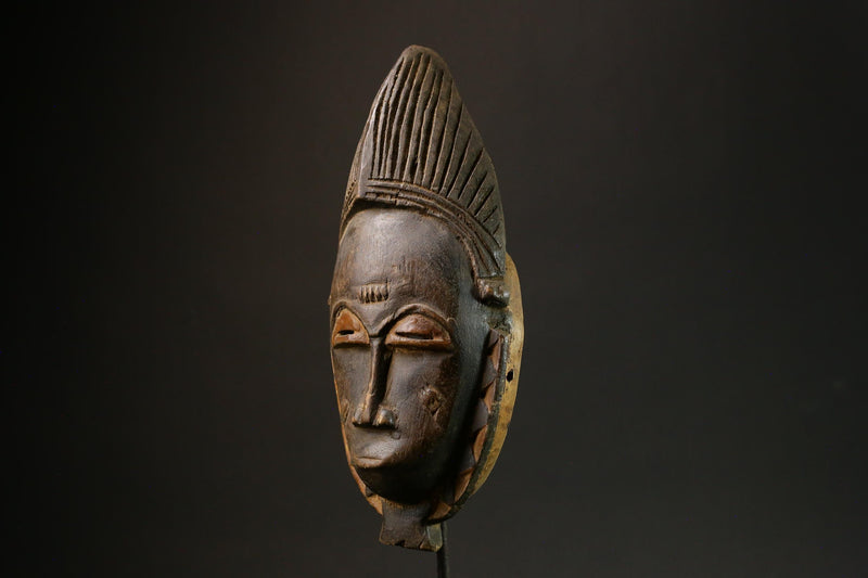 Antique African Baule Mask - Traditional Wood Wall Hanging Folk Art Decor Masks for wall-7885