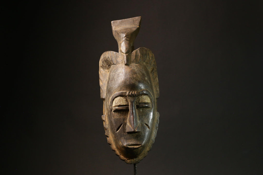 African Hand-Carved Tribal Mask - Wooden Baule Wall Decor Art Piece Masks for wall-8000