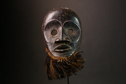 African mask Authentic Tribal Dan Racing Mask Hand Carved Wood Home Décor Art Unique Wall Hanging Sculpture Cultural Collectible -9336