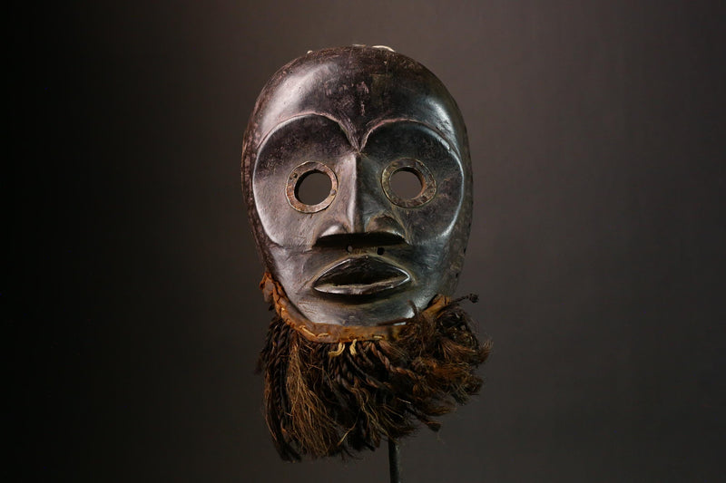 African mask Authentic Tribal Dan Racing Mask Hand Carved Wood Home Décor Art Unique Wall Hanging Sculpture Cultural Collectible -9336