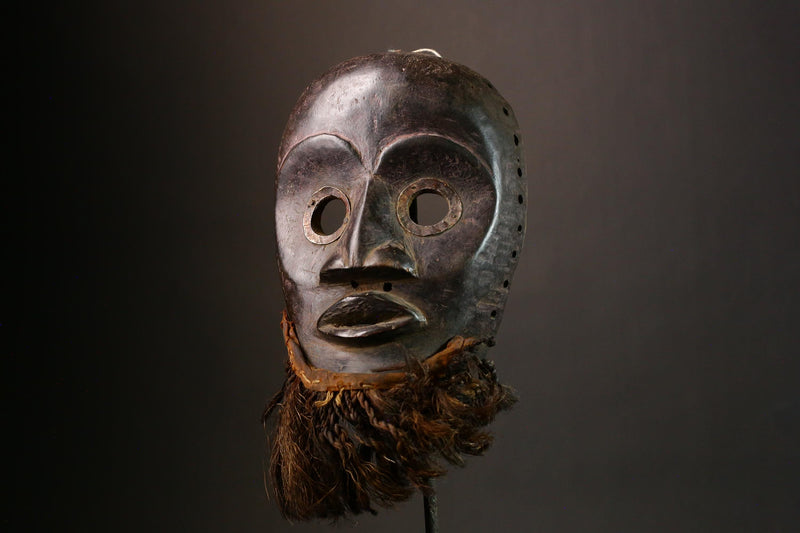 African mask Authentic Tribal Dan Racing Mask Hand Carved Wood Home Décor Art Unique Wall Hanging Sculpture Cultural Collectible -9336