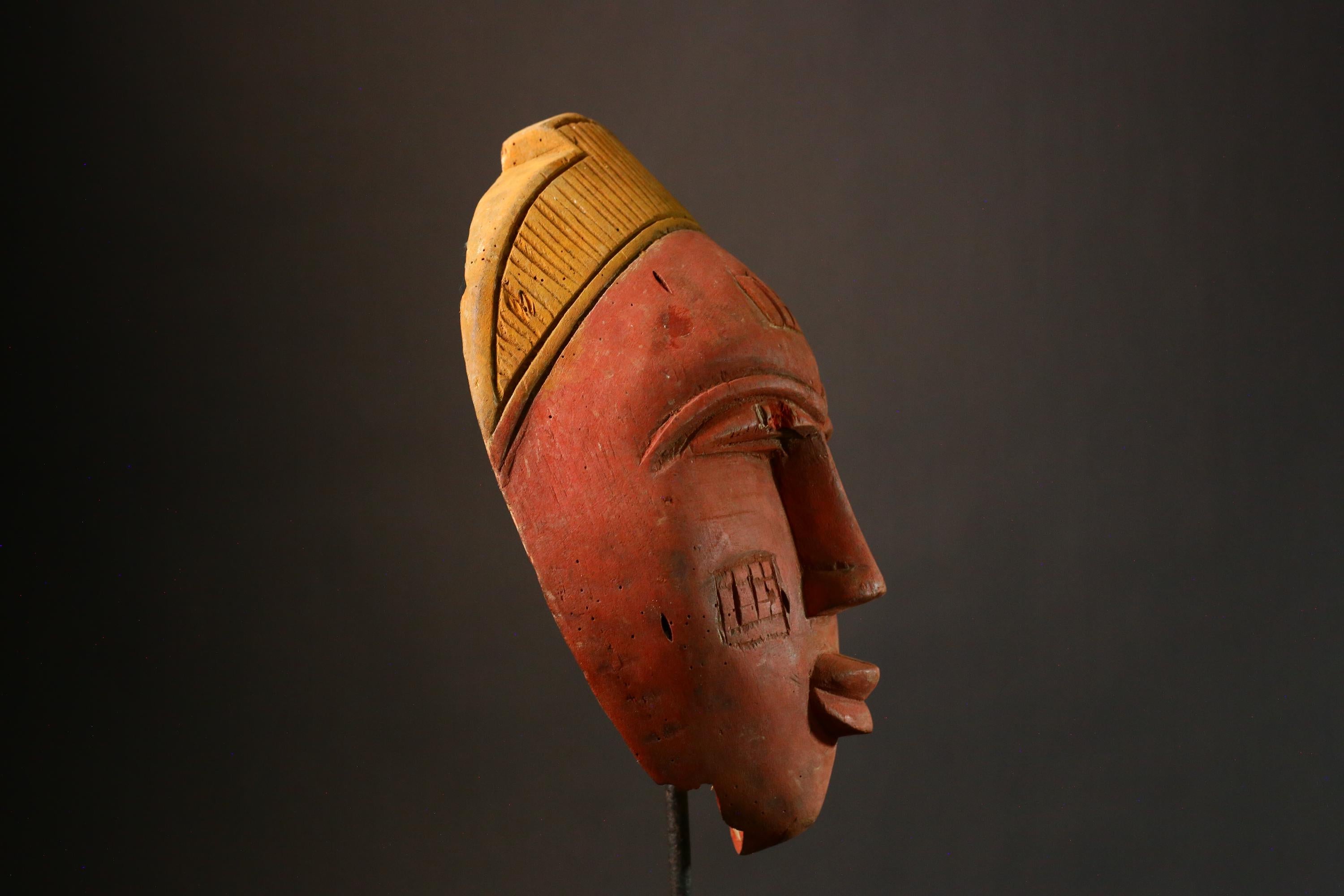African masks Handcrafted Ashanti Mask Ritual Ceremony Art Wall Decor Unique Golden Piece Cultural Collectible Traditional Home Decor-3360