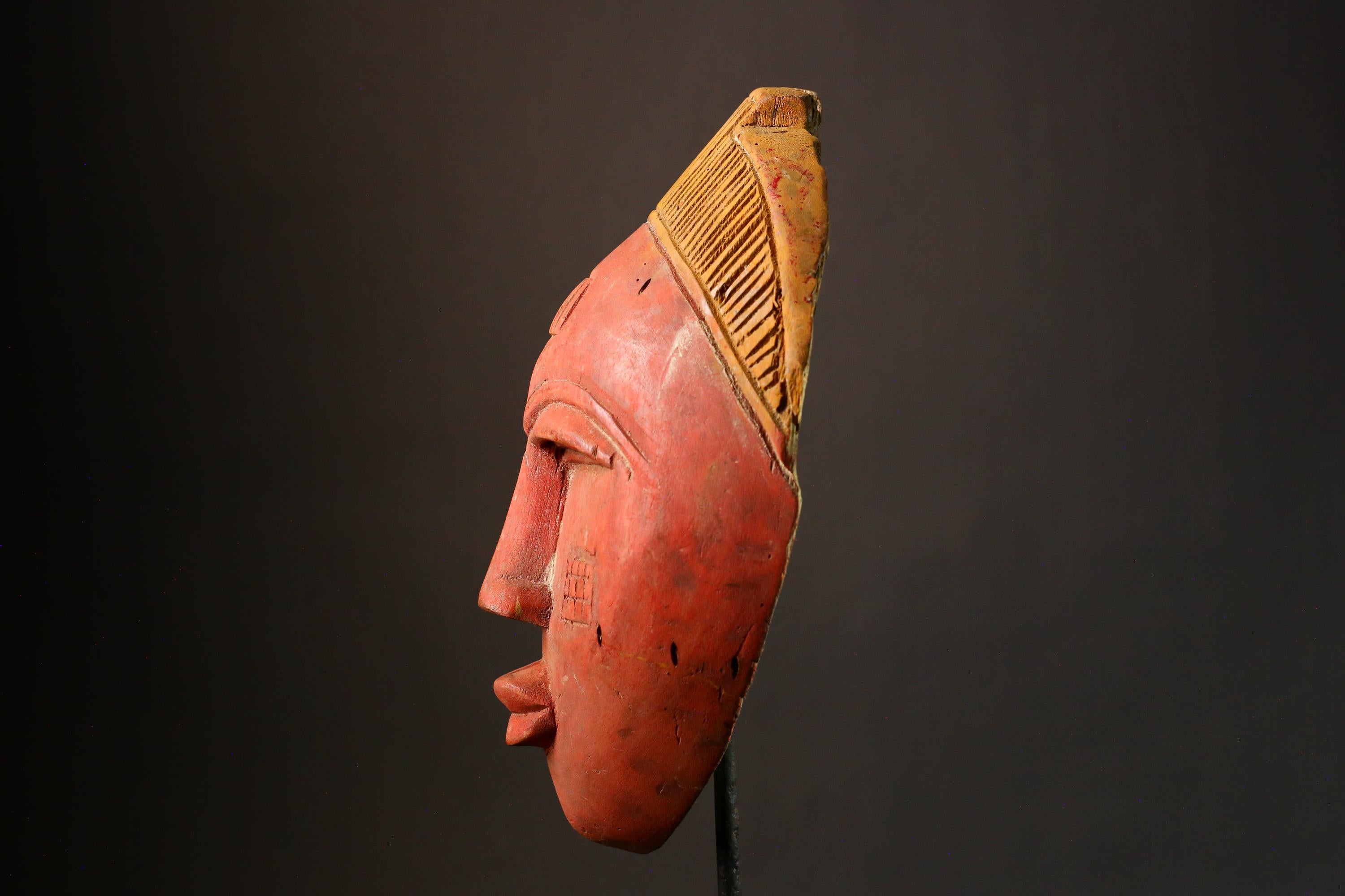 African masks Handcrafted Ashanti Mask Ritual Ceremony Art Wall Decor Unique Golden Piece Cultural Collectible Traditional Home Decor-3360
