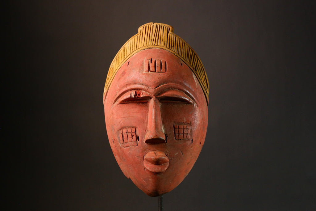 African masks Handcrafted Ashanti Mask Ritual Ceremony Art Wall Decor Unique Golden Piece Cultural Collectible Traditional Home Decor-3360