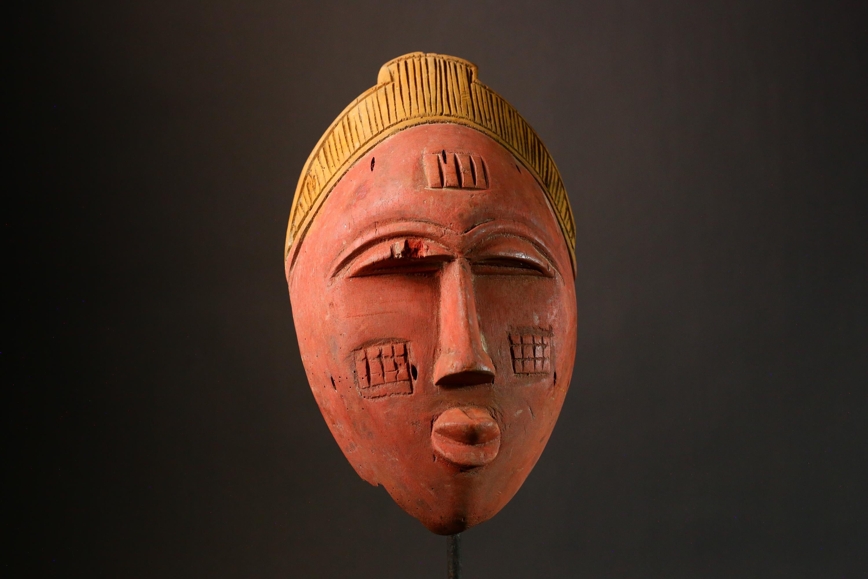African masks Handcrafted Ashanti Mask Ritual Ceremony Art Wall Decor Unique Golden Piece Cultural Collectible Traditional Home Decor-3360