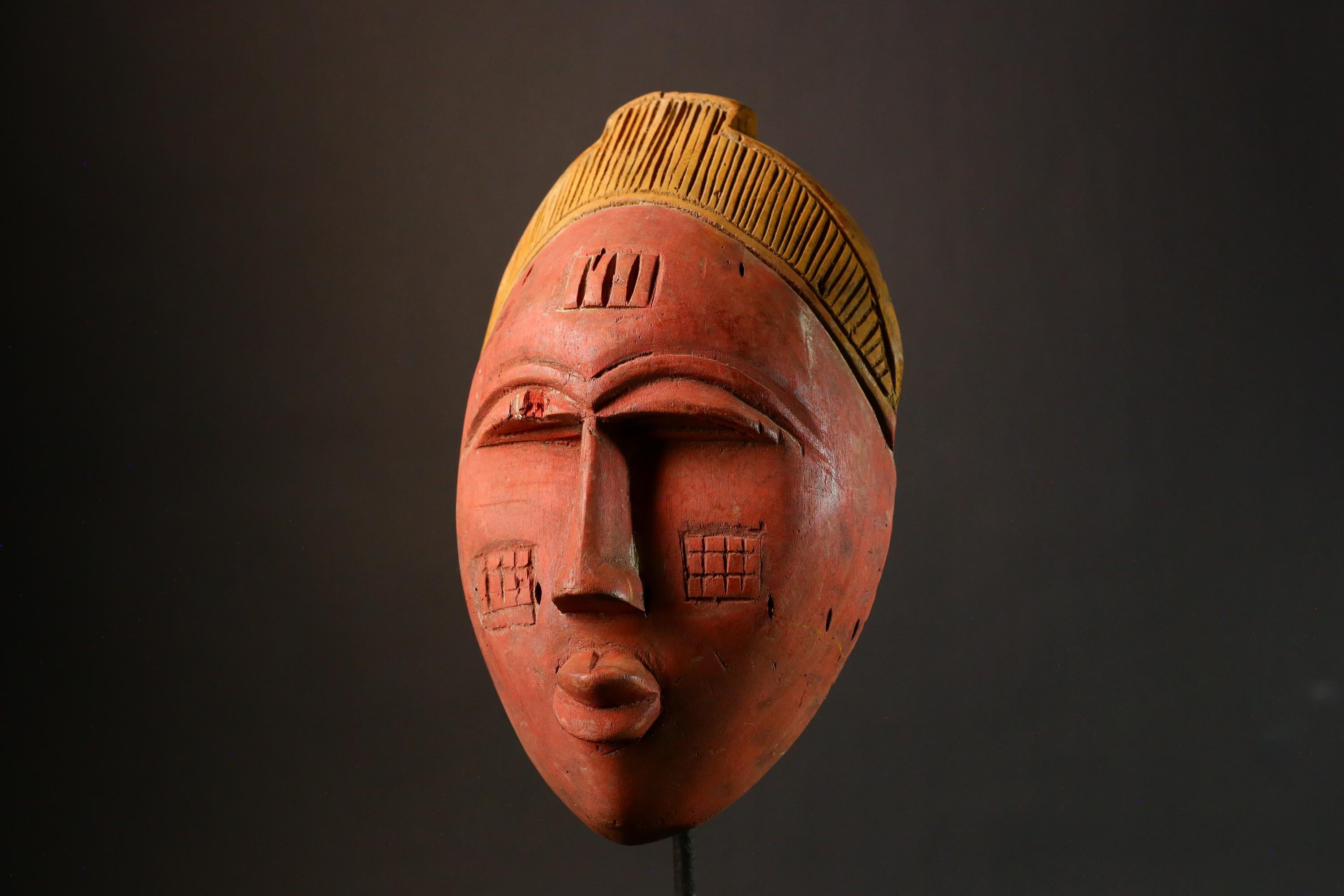African masks Handcrafted Ashanti Mask Ritual Ceremony Art Wall Decor Unique Golden Piece Cultural Collectible Traditional Home Decor-3360