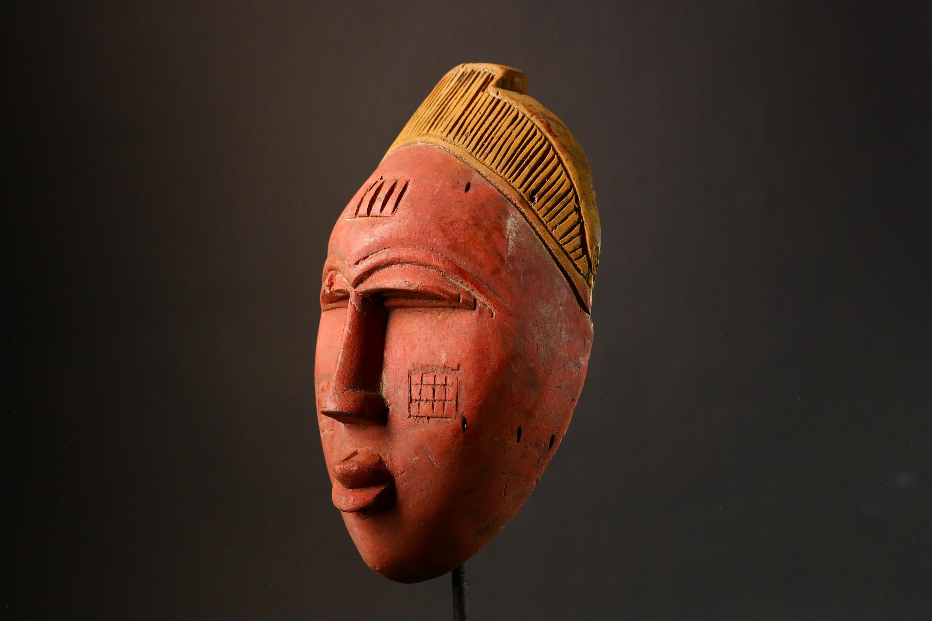 African masks Handcrafted Ashanti Mask Ritual Ceremony Art Wall Decor Unique Golden Piece Cultural Collectible Traditional Home Decor-3360