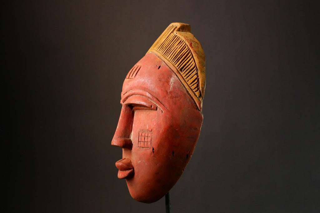 African masks Handcrafted Ashanti Mask Ritual Ceremony Art Wall Decor Unique Golden Piece Cultural Collectible Traditional Home Decor-3360