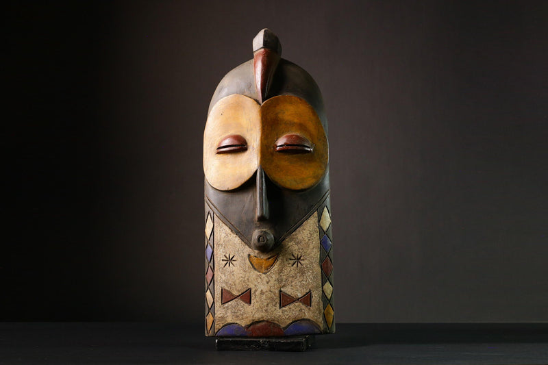 African Mask Authentic Lega Mask Figure from the Democratic Republic of the Congo Tribal Art Handcrafted Wall Decor Cultural Artifact-G1753