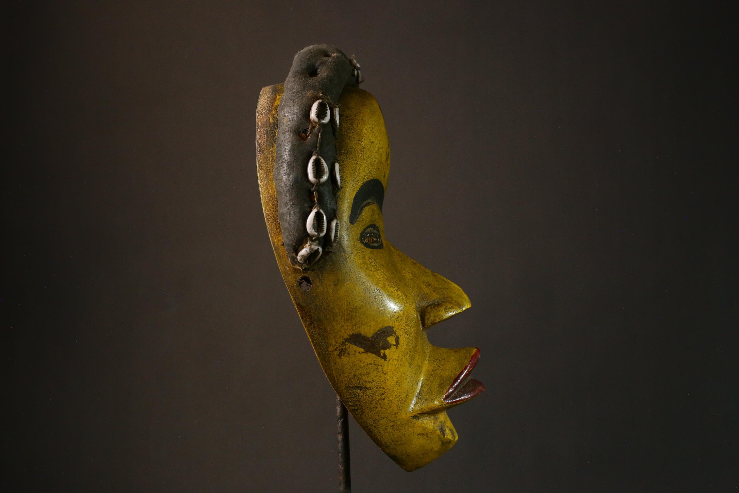 African Mask 20th Century Dan Man Mask - Strong Cubist Wood Artwork from Liberia, Unique Tribal Decor and Cultural Heritage Piece-G3357