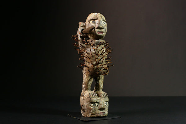 African Vintage Nkisi-Nkondi Power Figure - Handcrafted Nail Fetish Art, Unique Tribal Decor for Cultural Home Display-G3349