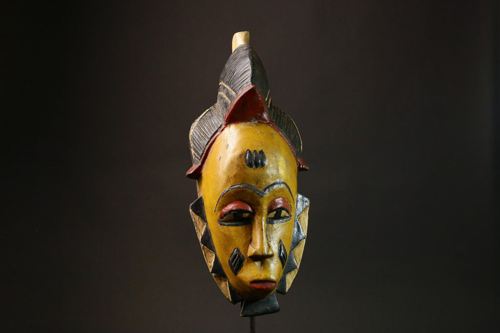 African Handmade Guru Mask Unique Wall Art Decor from Côte d'Ivoire Ideal for Home Decorative Ethnic Artisan Craft Traditional Style -7918